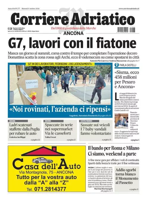 Prima-pagina-corriere adriatico-edizione-di-oggi-08-10-2024